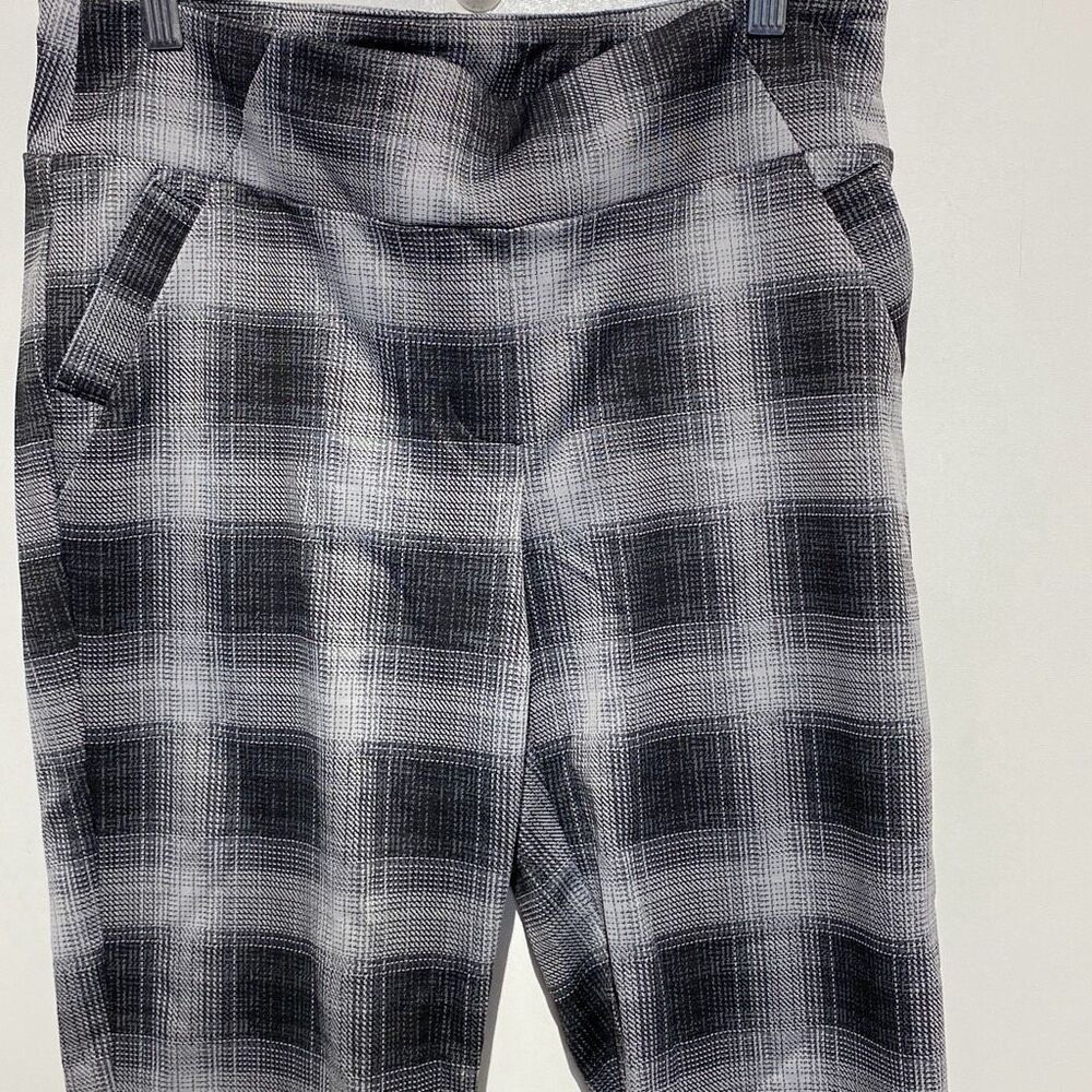 Soho Women's Black White Checkered‎ Pull On Trouser Ankle Pants  Size Large